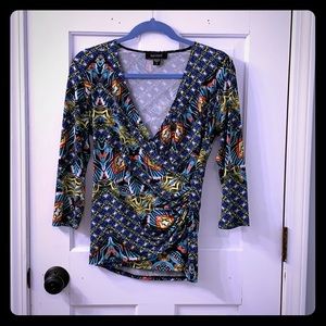 Karen Kane faux wrap top - multi color